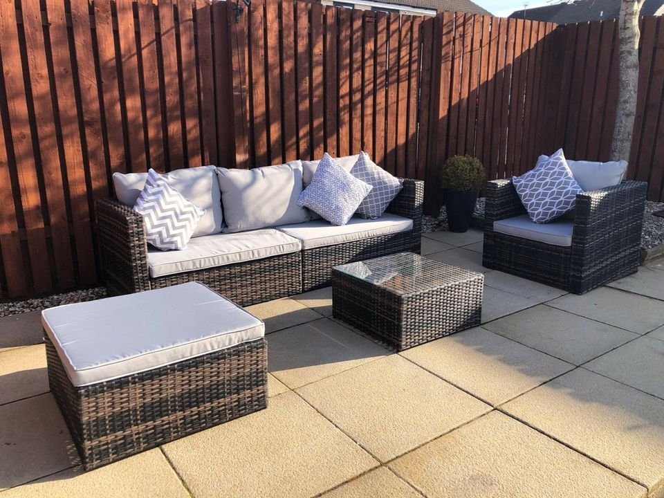 Garden Furniture Set 5PC Rattan Modular Corner Sofa Set Garden Corner Sofa Coffee Table