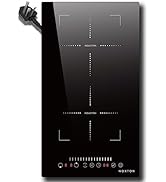 Noxton Induction Hob 2 Zone, 30cm Electric Hob Flex Zone for Barbecue Pan, 2800W Ceramic Glass Ho...
