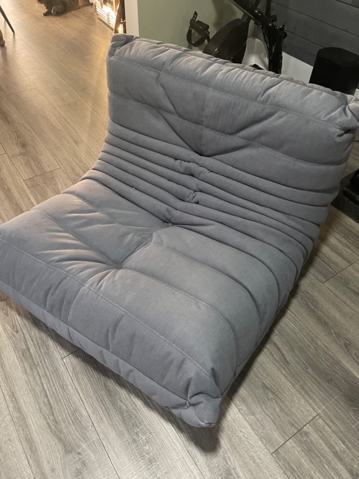 【Furniture】Chair with Ottoman, Soft Suede Oversized Chair with Ottoman Lazy Floor Sofa