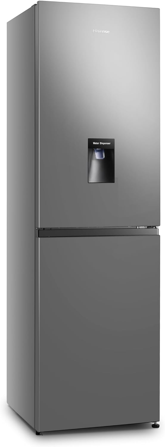 Hisense RB327N4WCE 55cm Freestanding 5050 Fridge Freezer - 251 litre capacity - Total No Frost - Non-plumbed Water Dispenser - Silver - E Rated, H182.4 x W55 x D55.6 (cm)