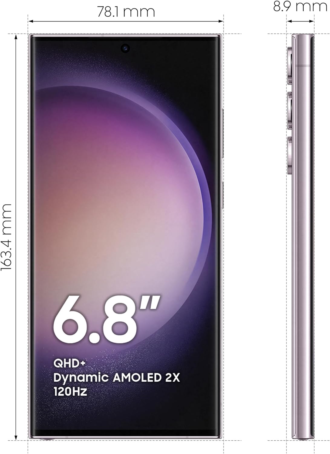 S23 Ultra 5G Dual SIM Android Mobile Phone, 512GB, SIM Free Smartphone, Lavender, 3Y Extended Manufacturer Warranty (UK Version)