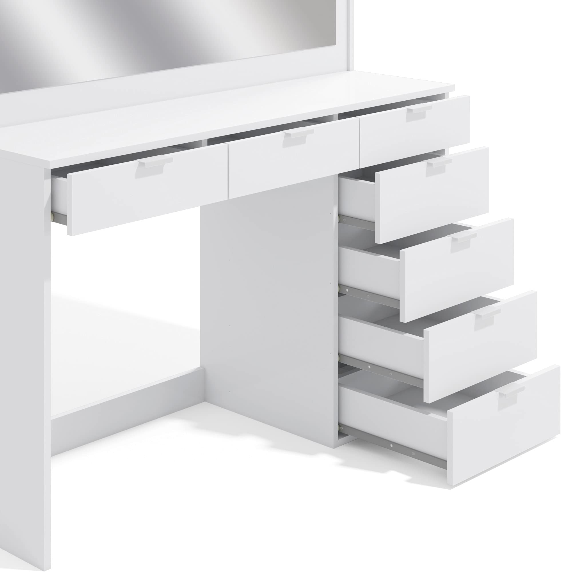 【Furniture】Dressing Table, 7 Drawers Large Mirror, Hollywood Style