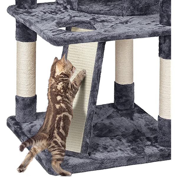 Yaheetech 68.5in Multi-Level Cat Tree Large Cat Condo with Sisal-Covered Platforms Scratching Board & Scratching Posts, Cozy Perches, Stable Cat Tower Cat Condo Pet Play House Dark Gray