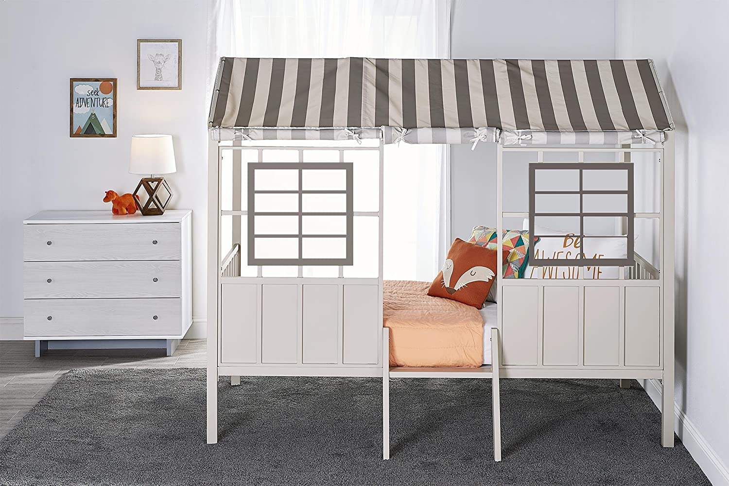 【Furniture】Rowan Valley Forest Loft Bed, Black/White, Twin