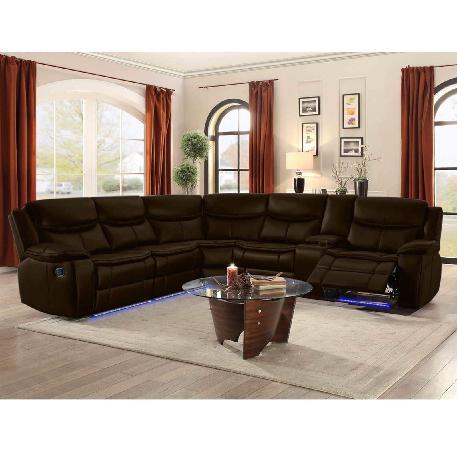 【Furniture】Mirabel 3 - Piece Vegan Leather Sectional