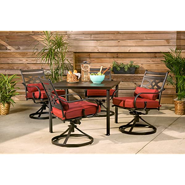 Hanover MCLRDN5PCSQSW4-CHL Montclair, Red Outdoor Furniture