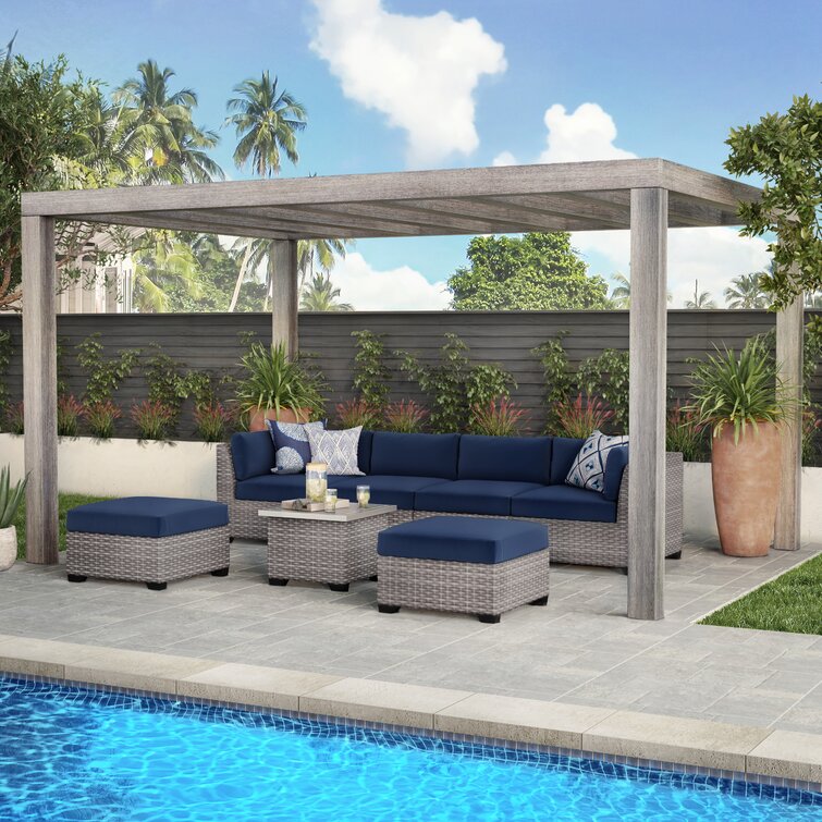Merlyn High-Density Polyethylene (HDPE) Wicker 5 - Person Seating Group with Cushions