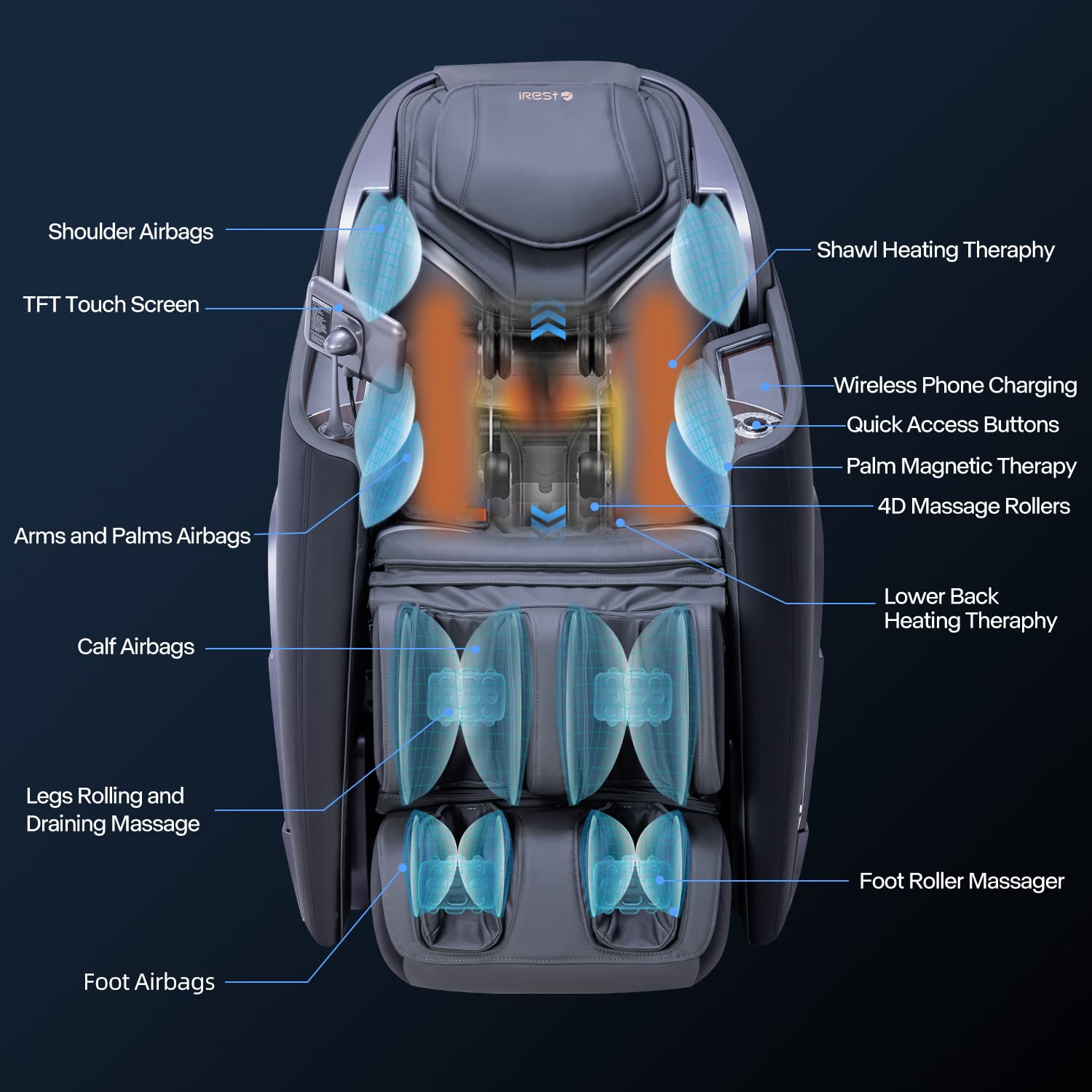【Furniture】iRest 2023 4D Massage Chair Recliner, Zero Gravity Shiatsu Massager with AI Voice Control