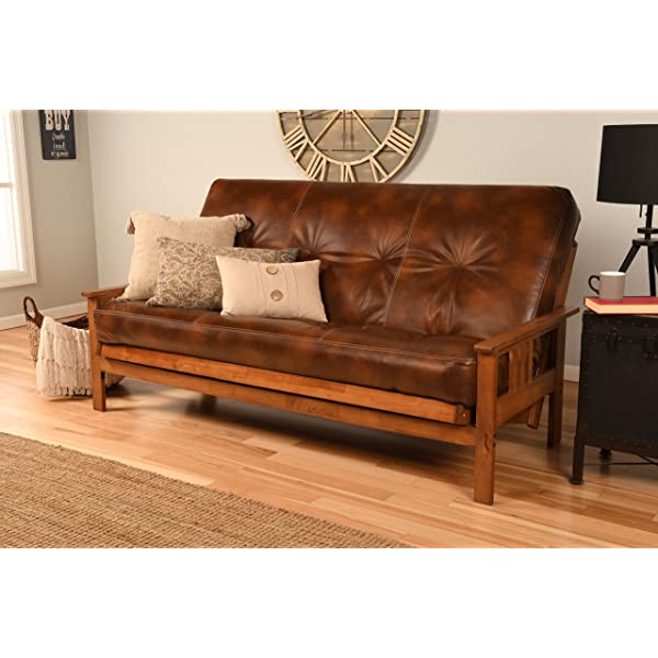 Kodiak Furniture Monterey Futon Set, No Drawers, with Barbados Base and Oregon Trail Saddle Mattress