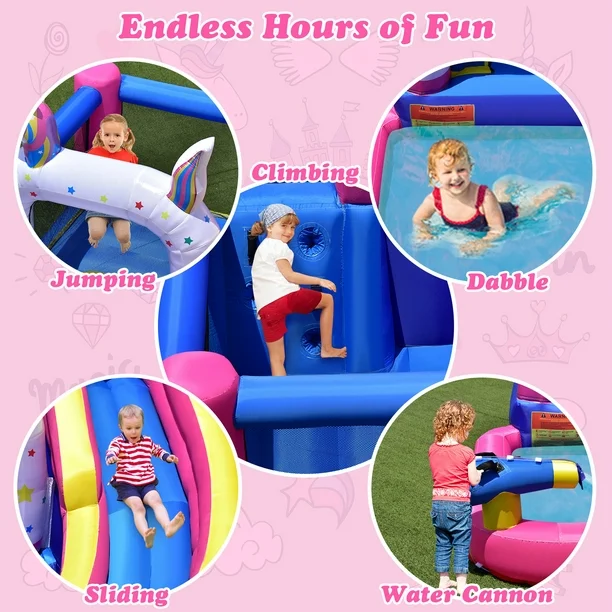 Double Water Slide with Climbing Wall 6.5x13x11 FT Inflatable Double Water Slide
