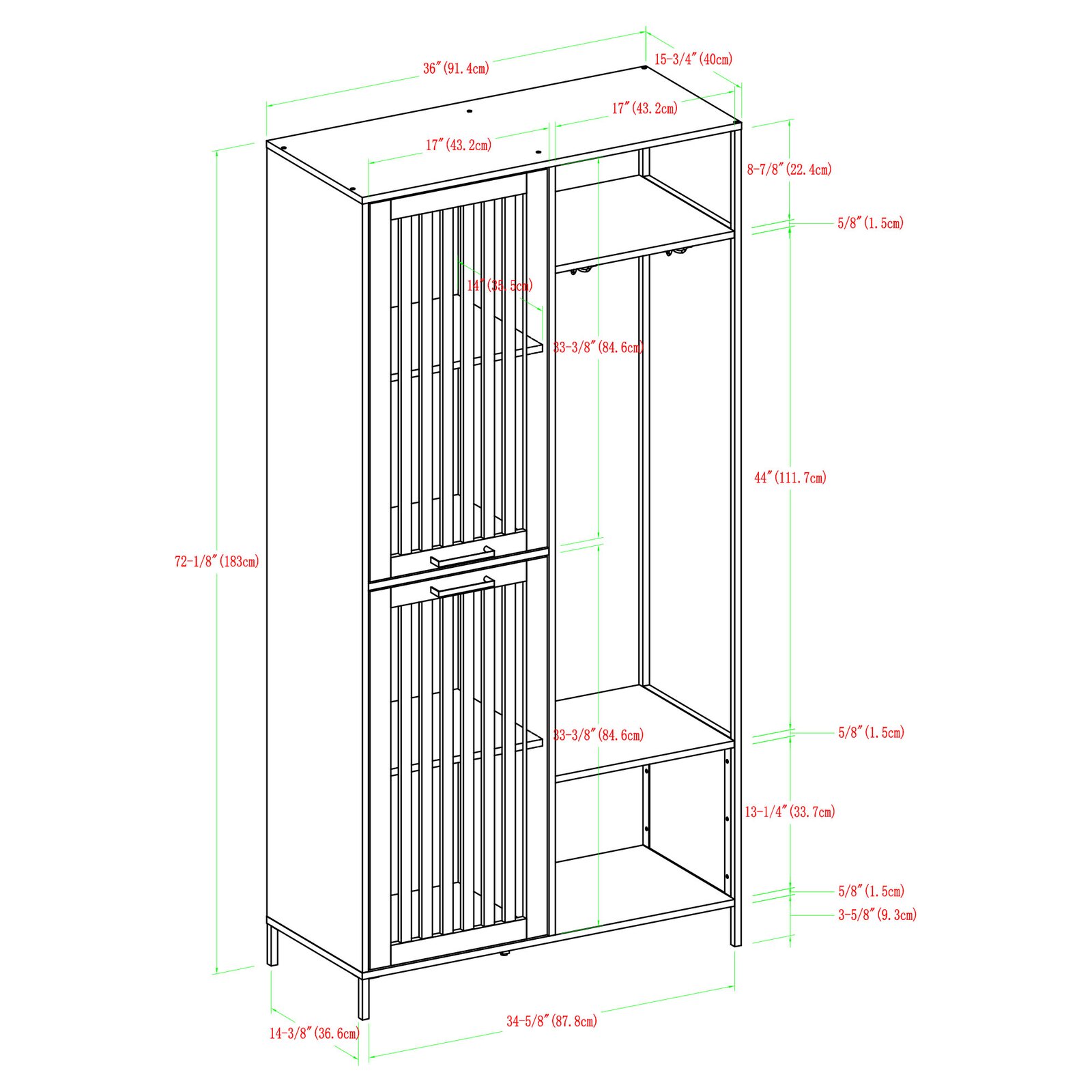 【Furniture】Mcquillen 36'' Wide Hall Tree with Shoe Storage