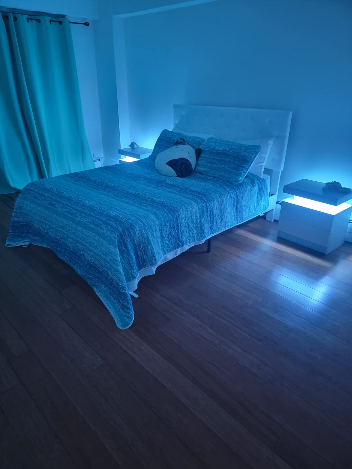 【Furniture】Nightstand Set of 2 LED Nightstand with 2 Drawers, Bedside Table with Drawers for Bedroom Furniture
