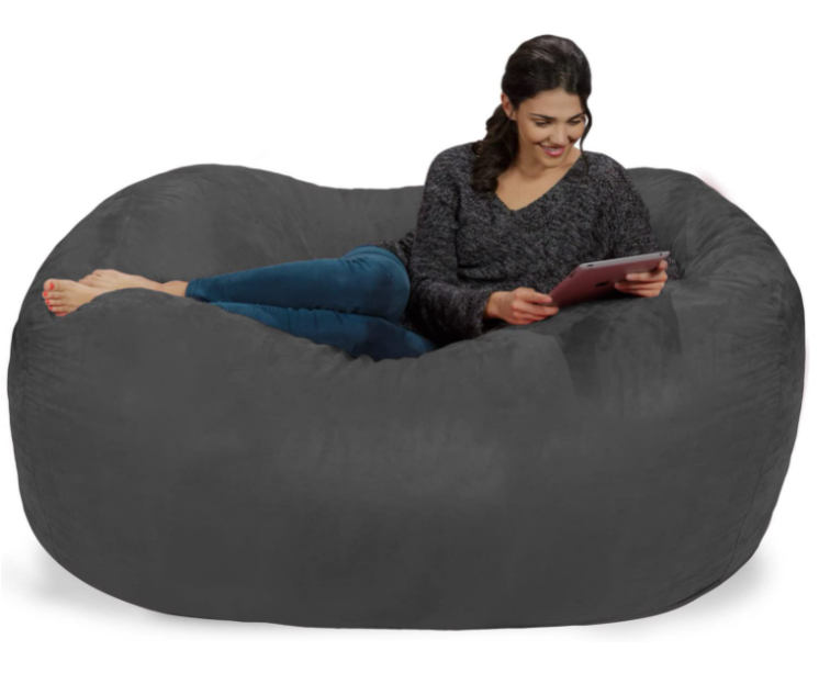 Chill Sack Bean Bag Chair: Huge 6' Memory Foam Furniture Bag and Large Lounger - Big Sofa with Soft Micro Fiber Cover - Charcoal