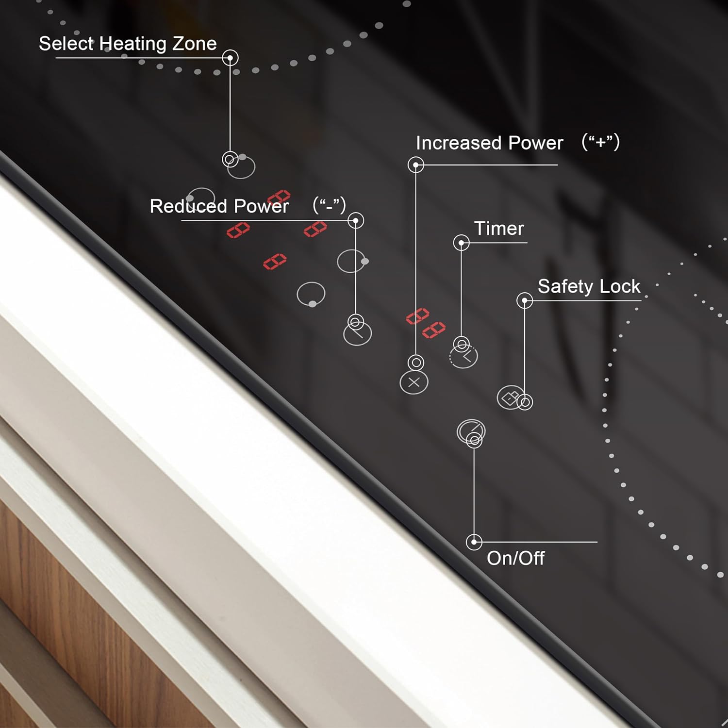 Noxton Plug in Induction Hob, 4 Zones Electric Hob 60cm, Touch Control with Child Safety Lock,UP to 99 Min Timer Black Crystal Glass