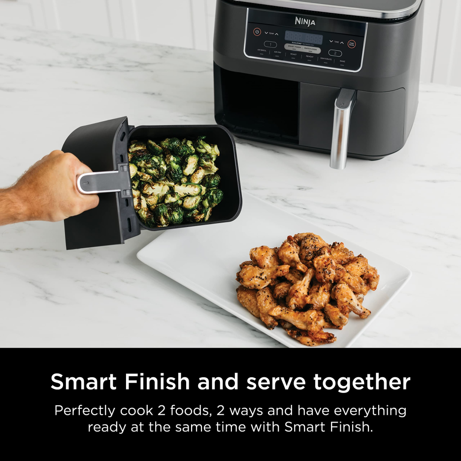 Ninja DZ201 Foodi 8 Quart 6-in-1 DualZone 2-Basket Air Fryer with 2 Independent Frying Baskets