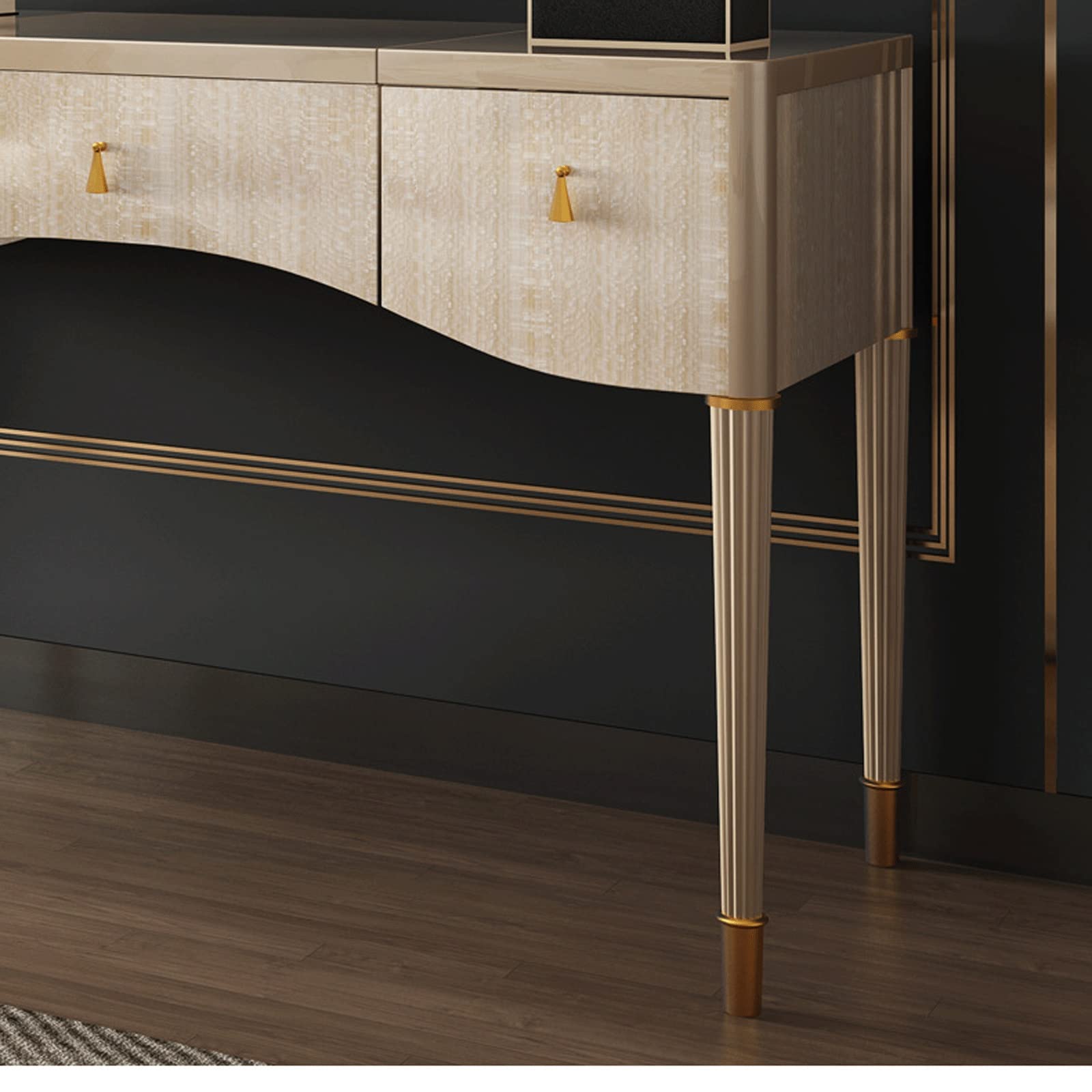 【Furniture】Vanity Sesk with Mirror & Lights Light Luxury Solid Wood Dressing Table Modern Minimalist