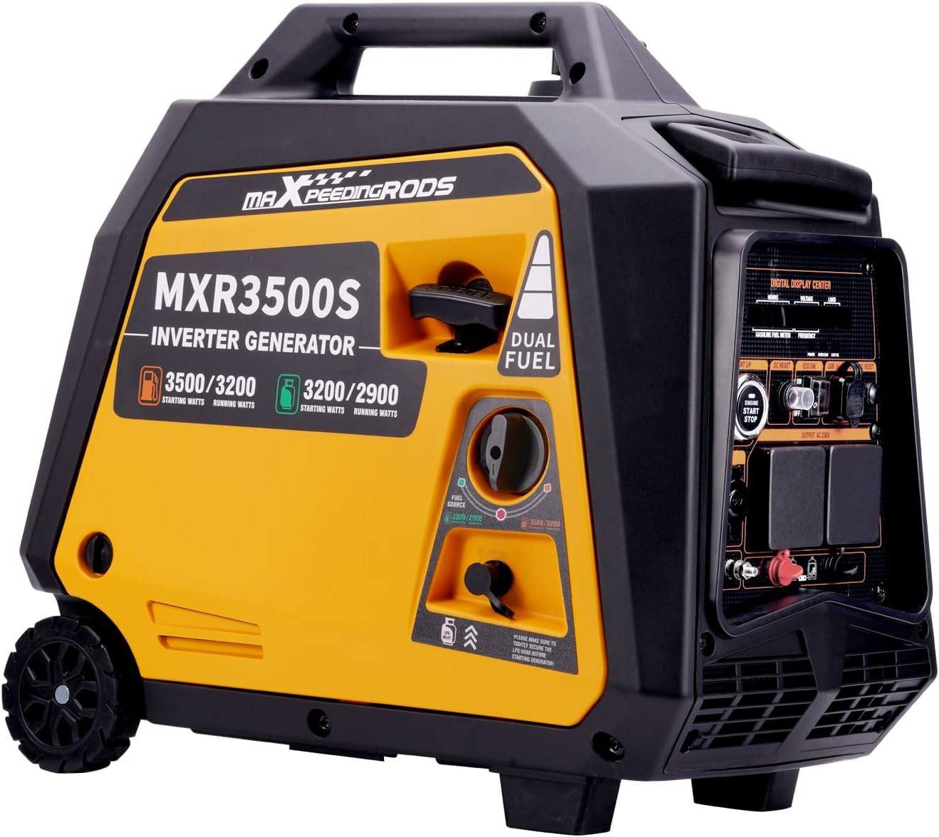 maXpeedingrods 3500W Petrol Inverter Generator Dual Fuel 4-Stroke Electric Start Generator for Camping, RV Travel, Home, or Jobsites