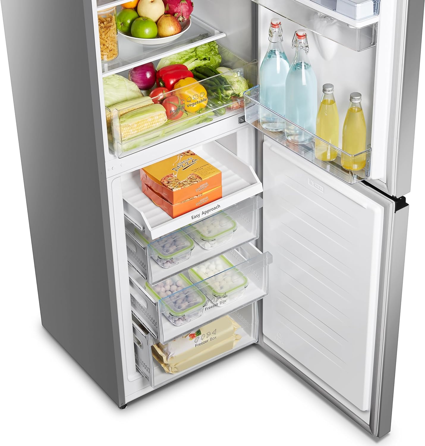Hisense RB327N4WCE 55cm Freestanding 5050 Fridge Freezer - 251 litre capacity - Total No Frost - Non-plumbed Water Dispenser - Silver - E Rated, H182.4 x W55 x D55.6 (cm)