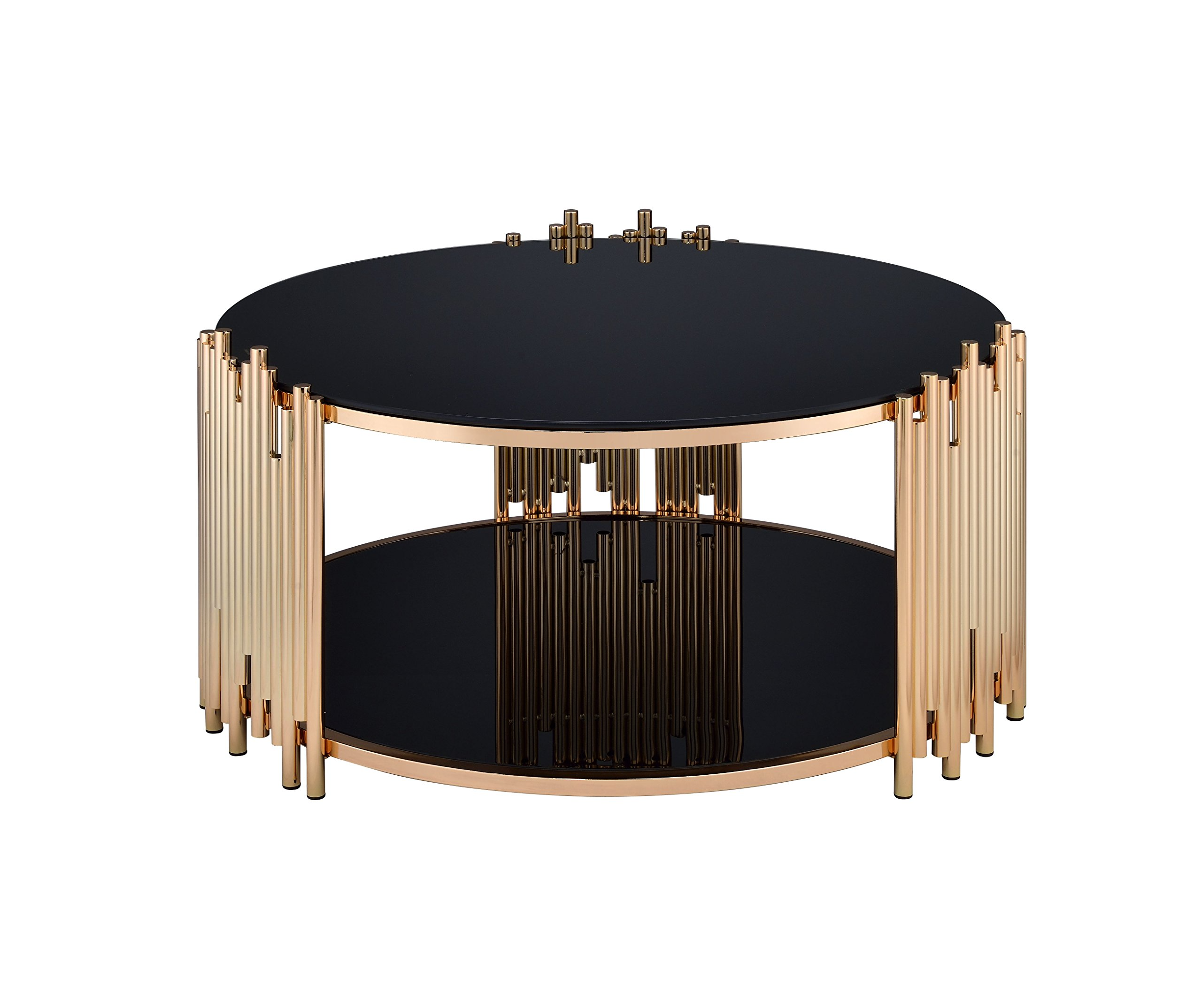 【Furniture】Tanquin Coffee Table - Gold & Black Glass