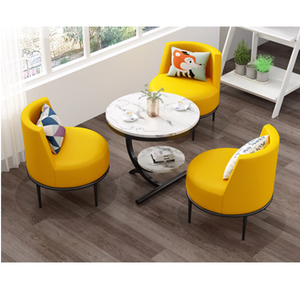 【Furniture】Four Sets Outdoor Leisure Tea Table Chair Combination Backrest Chair 1 Table and 3 Chairs