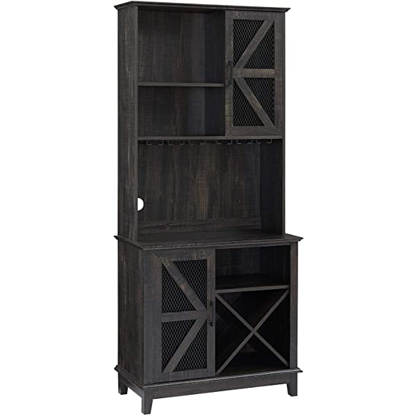 Home Source Bar Cabinet and Coffee Station (Charcoal)