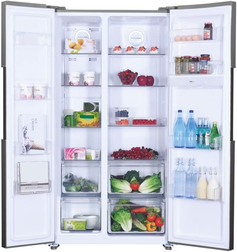 Hoover HHSBSO6174XWDK Freestanding  Fridge Freezer, Total No Frost, 521L Total Capacity, 90.2cm Wide, No Plumbing Water Dispenser, Stainless Steel [Energy Class E]