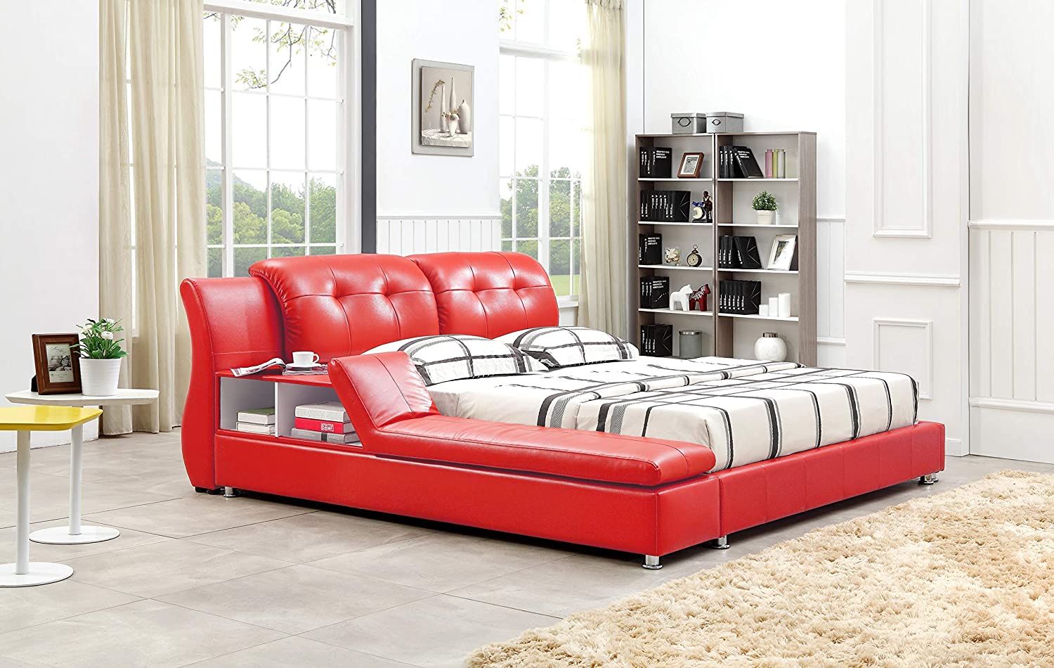 【Furniture】King Size Platform Bed, Luxury Bed Frame, Modern Upholstered Bed, No Box Spring Needed