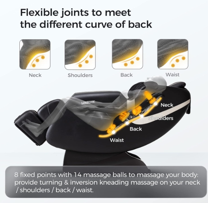 MASSAGE CHAIR RECLINER WITH ZERO GRAVITY AIRBAG MASSAGE BLUETOOTH SPEAKER FOOT ROLLER BLACK.