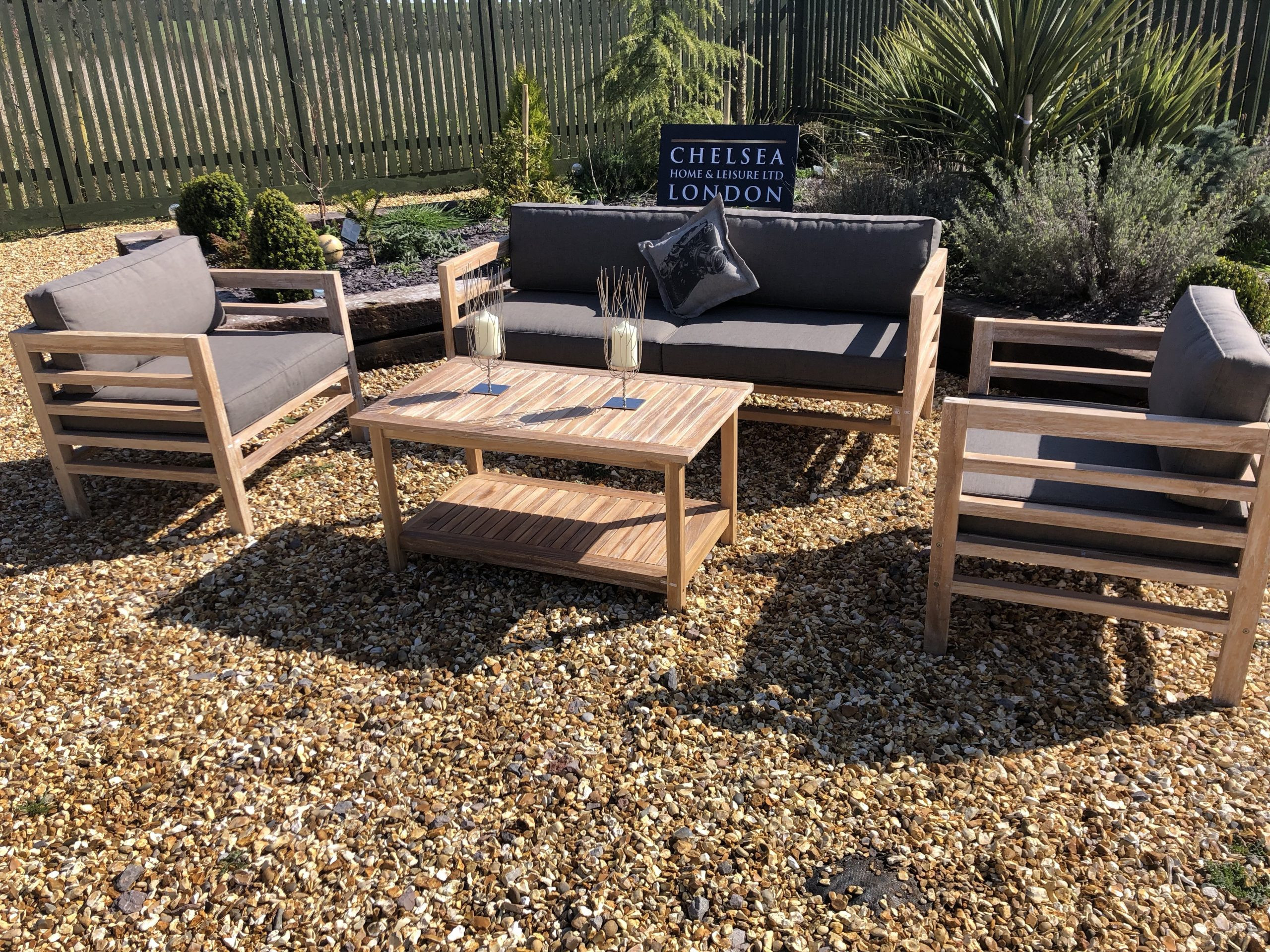 teak garden sofa set with coffee table