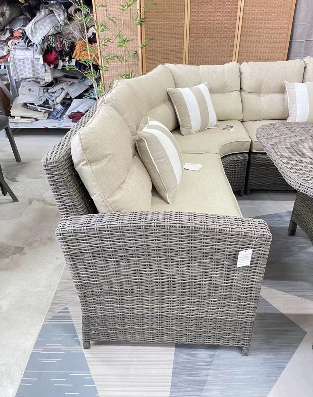 A corner sofa set consists of a corner plus a bench plus a corner stool with a long table