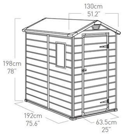 Keter Manor Outdoor Plastic Garden Storage Shed, Grey, 6 x 4 ft