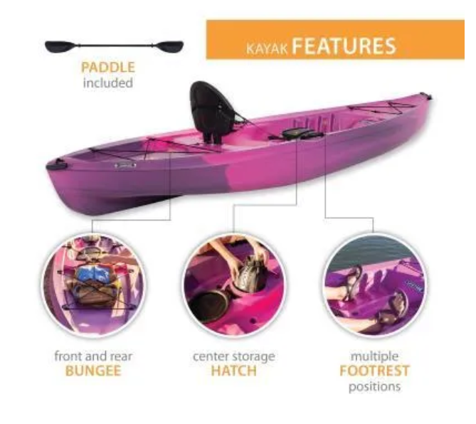 LIFETIME TIOGA 100 SIT-ON-TOP KAYAK (PADDLE INCLUDED)