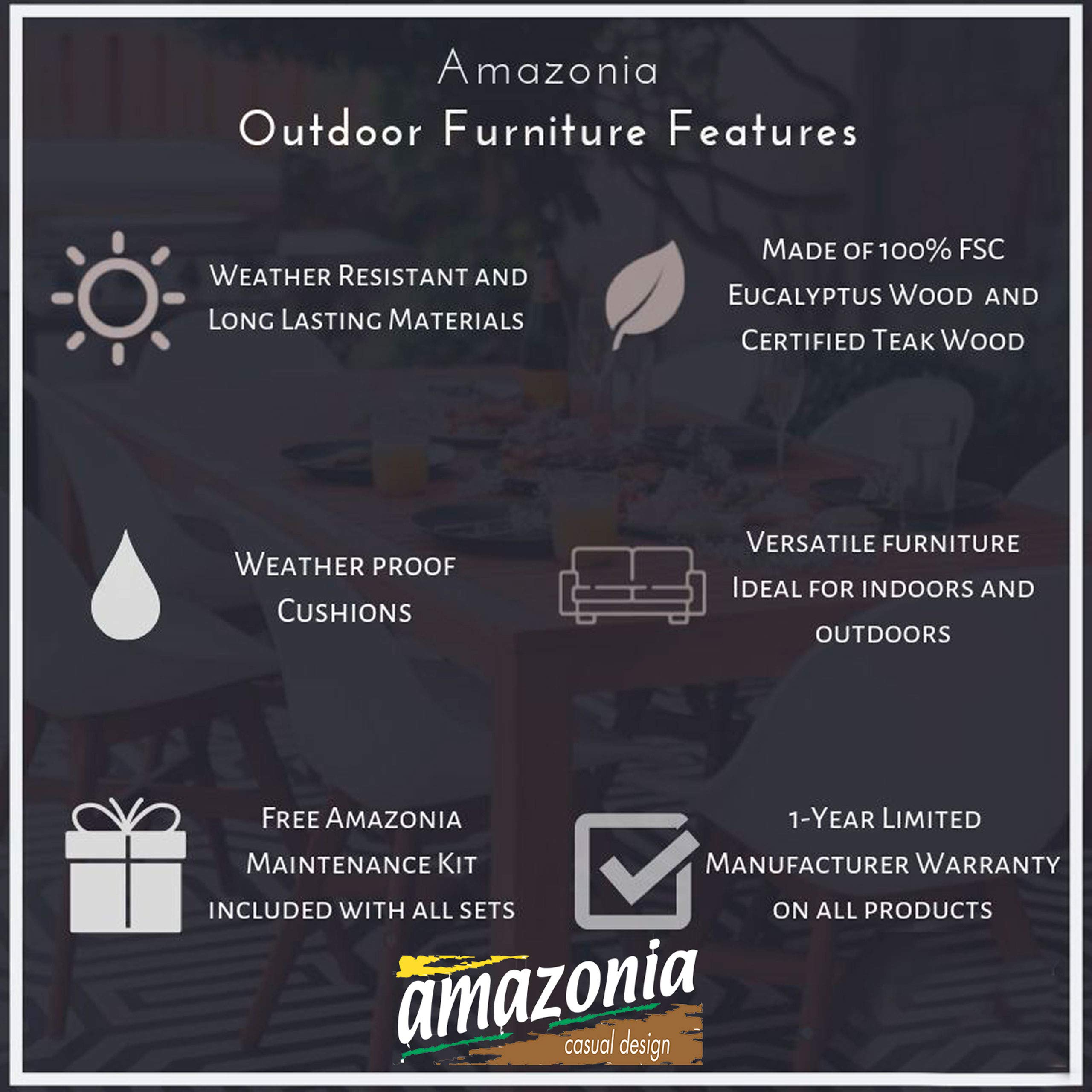 【Furniture】Patio 8-Pc Deluxe Conversation Set | Dark Teak Finish | Ideal for Indoors Outdoors