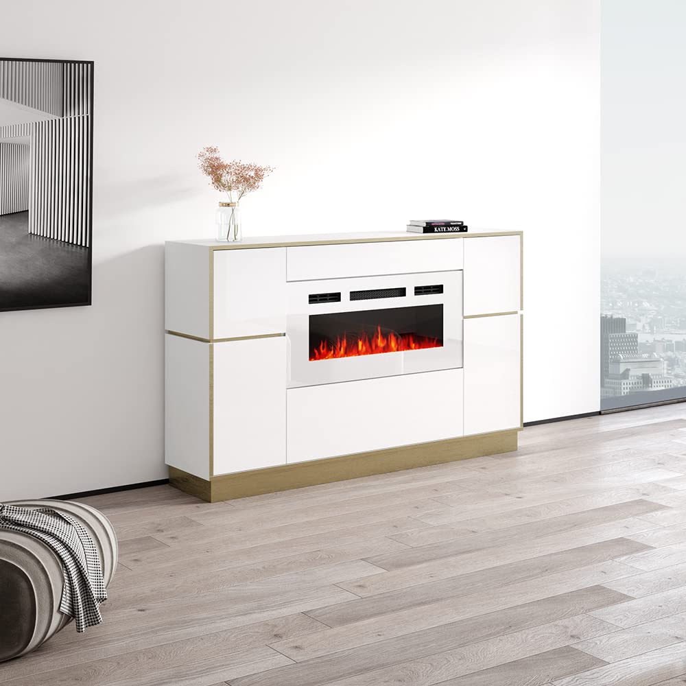 【Furniture】Meble Furniture Odessa WH-EF Fireplace Sideboard