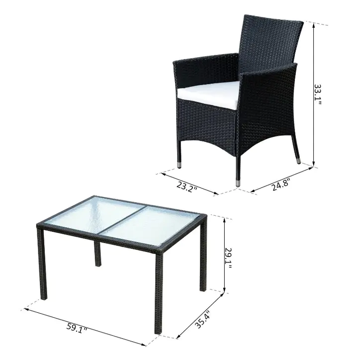 【Furniture】Outsunny 7pcs Outdoor Rattan Dining Set Wicker Furniture