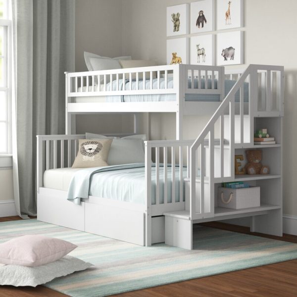 SHYANN TWIN all solid wood standard bunk bed with shelf BY THREE POSTS
