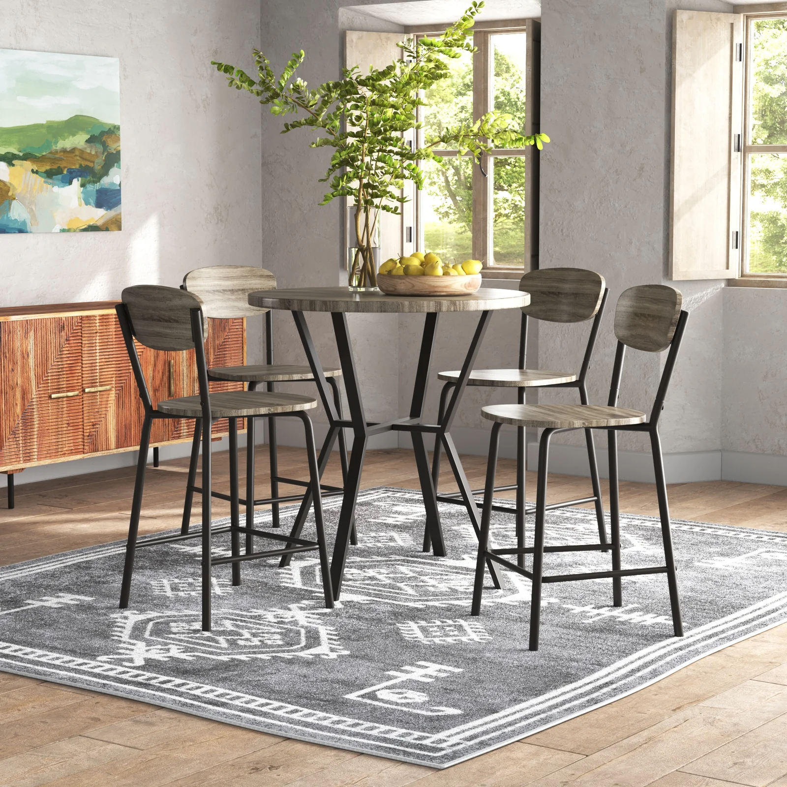 【Furniture】Summerall 4 - Person Counter Height Dining Set