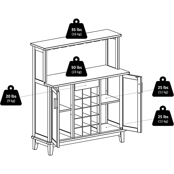 Winsome Beynac Bar Cappuccino Wine Cabinet