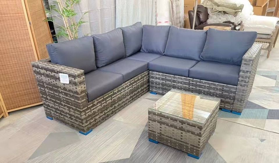 German export inventory, outdoor rattan corner sofa covers an area of 1.85X1.85 meters