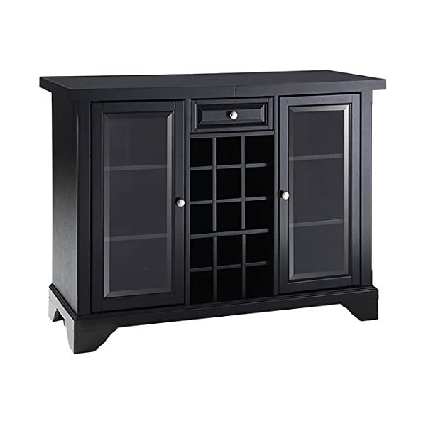 Crosley Furniture Lafayette Sliding Top Bar Cabinet, Black Black LaFayette