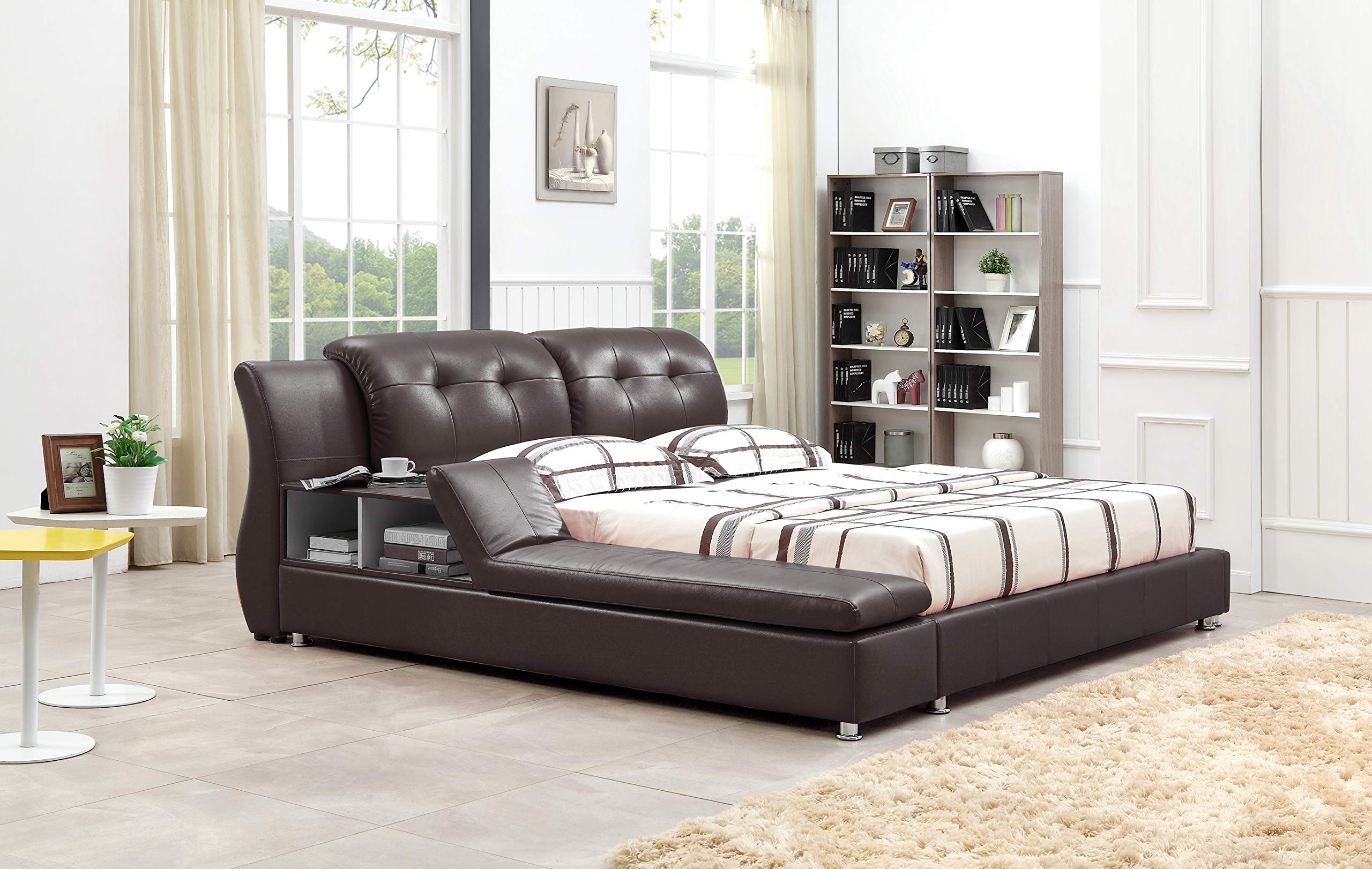 【Furniture】King Size Platform Bed, Luxury Bed Frame, Modern Upholstered Bed, No Box Spring Needed