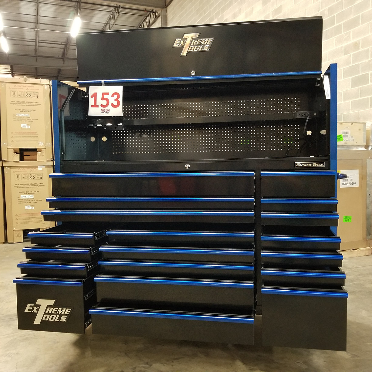 C RTB Exclusive 72 x 25 19 Drawers Roller Cabinet & Hutch Combo C BlackBlue