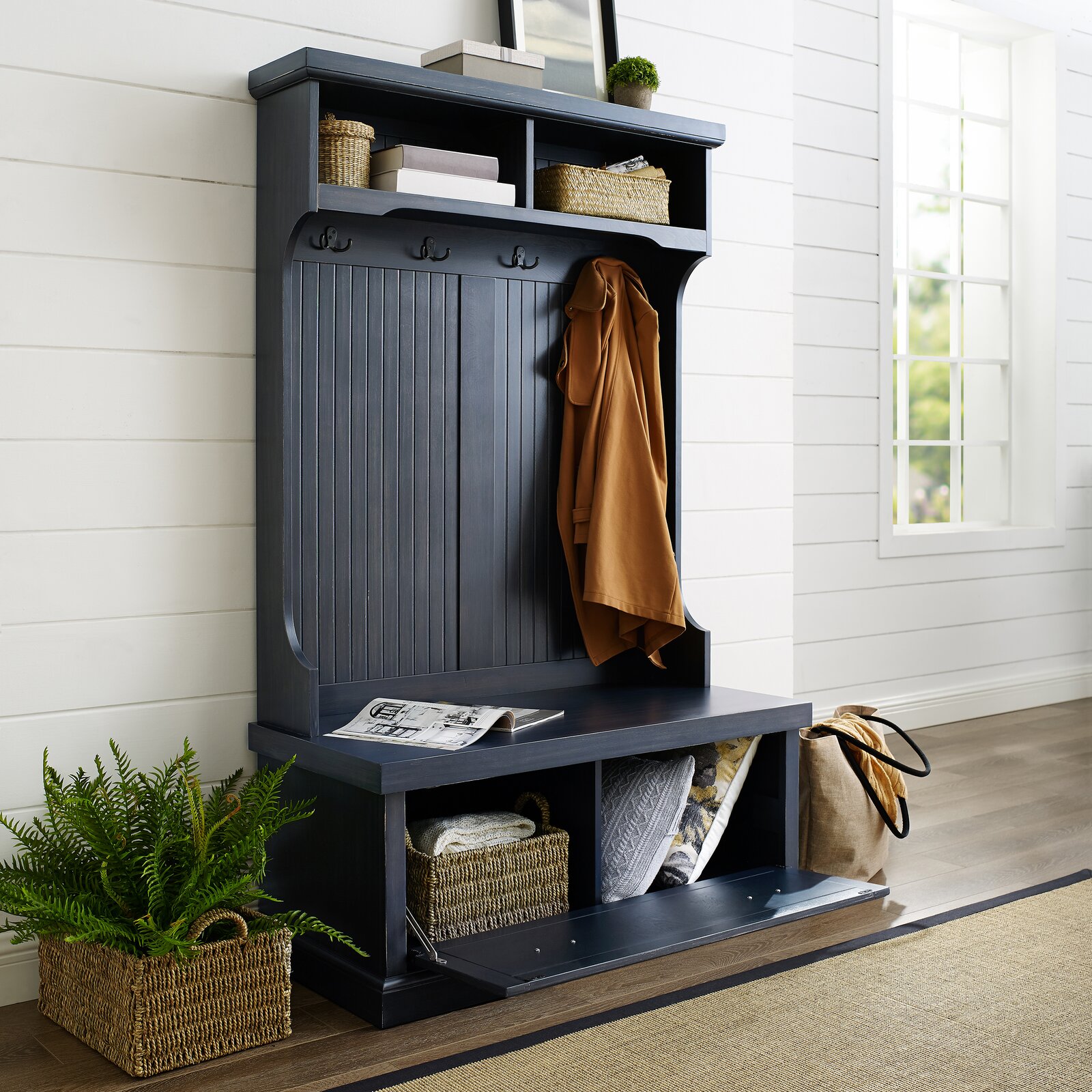 【Furniture】Carmel 40'' Wide Hall Tree with Bench and Shoe Storage