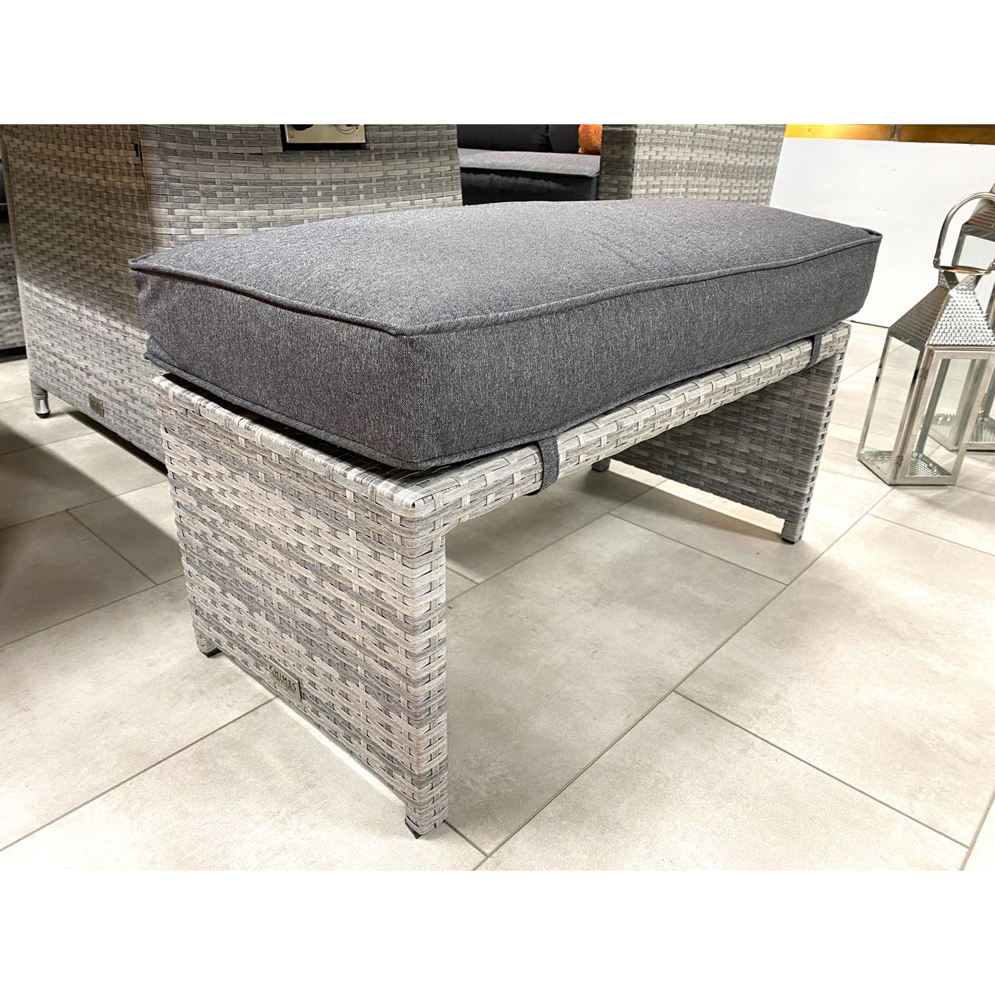 Chimes - Stone Grey Milan Compact Corner Dining Set with Firepit Table