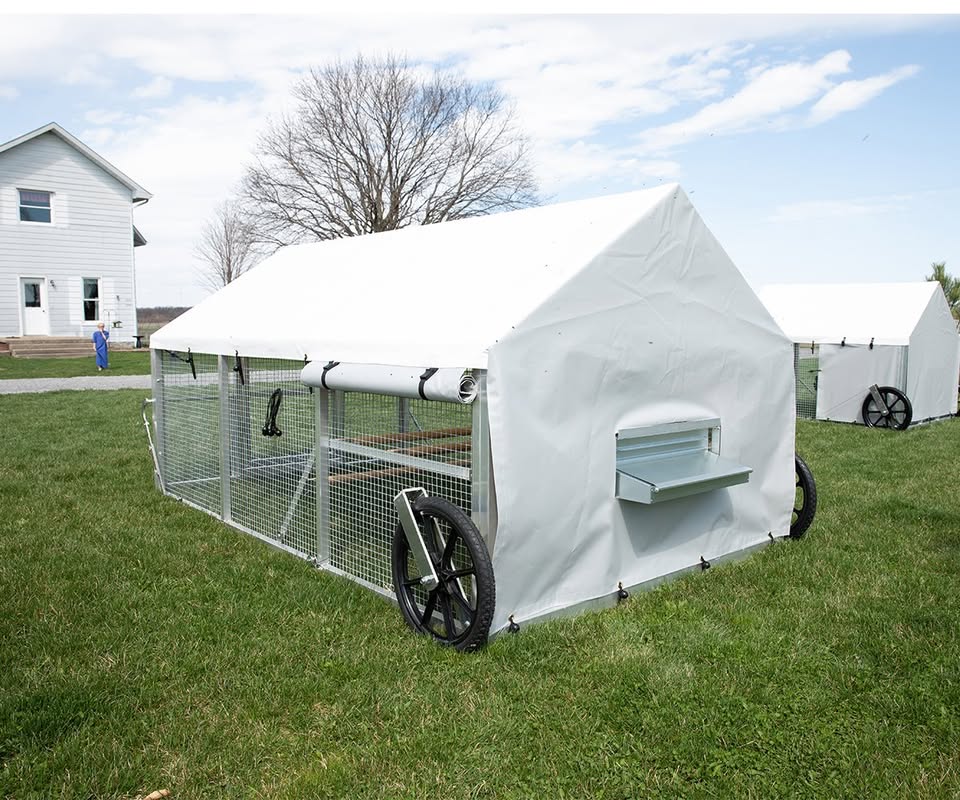 Chicken Coop, Large Metal Walk-in Poultry Cage Kenne with Waterproof Cover