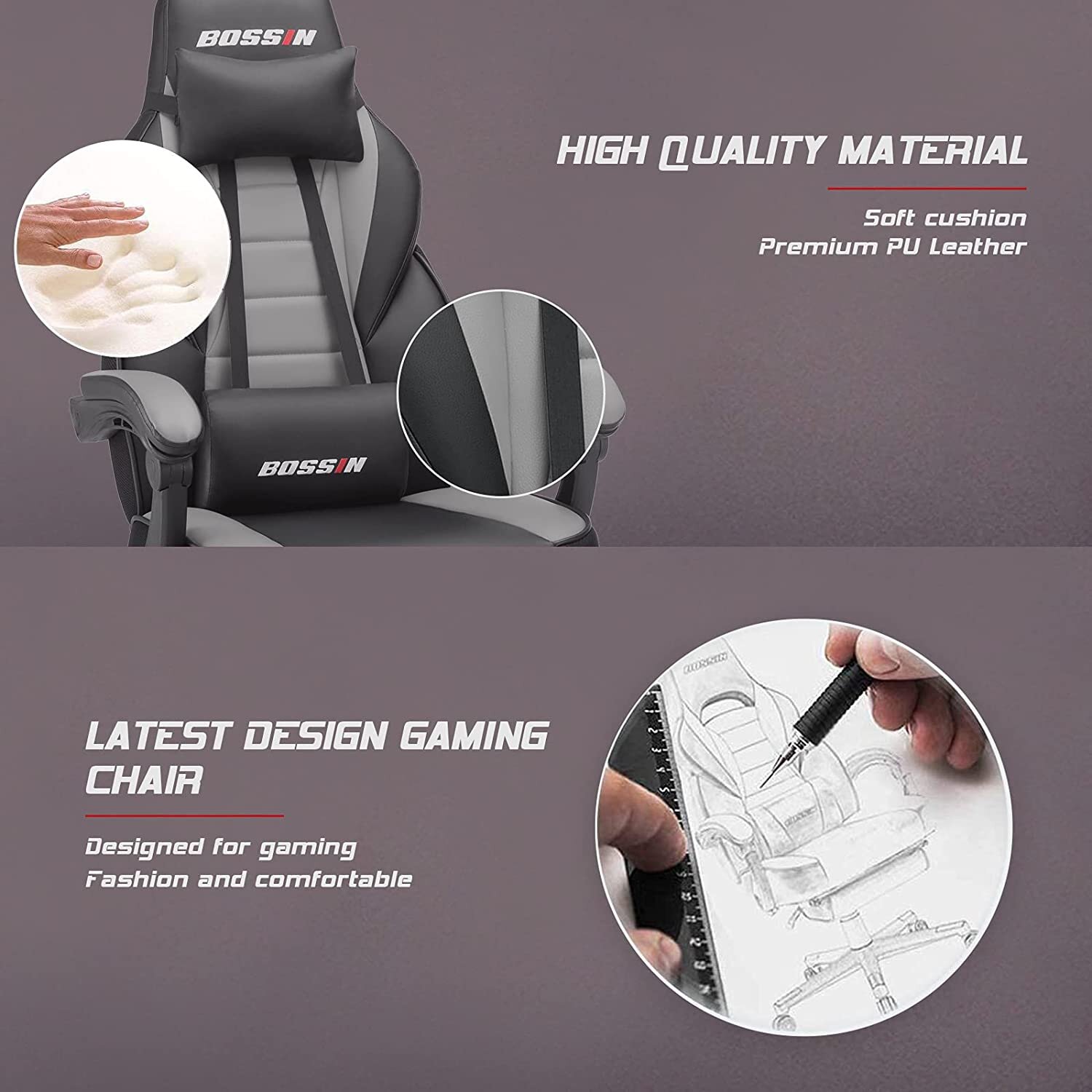 【Furniture】Racing Style Large Size High-Back PU Leather Gaming Chair