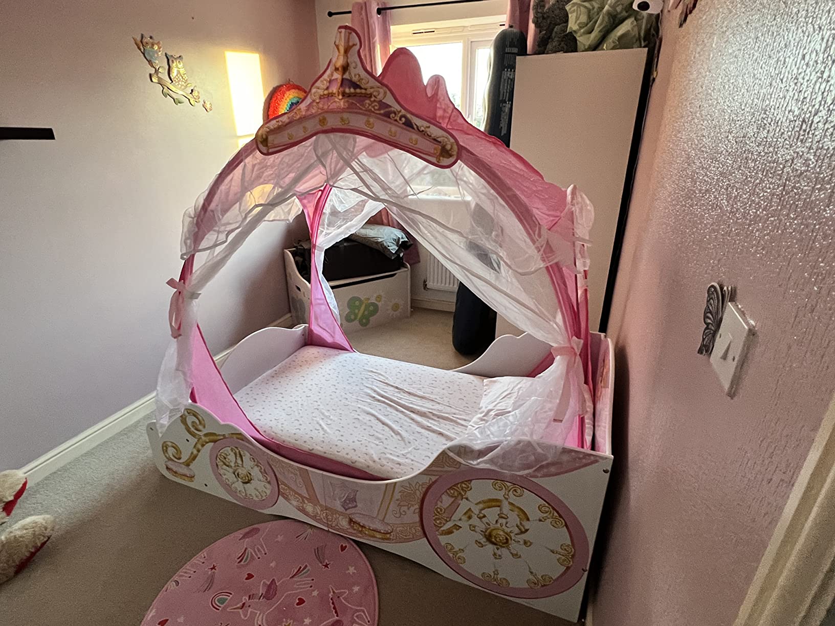 【Furniture】Princess Carriage Kids Toddler Bed by HelloHome, Pink, 160x87.5x136 cm