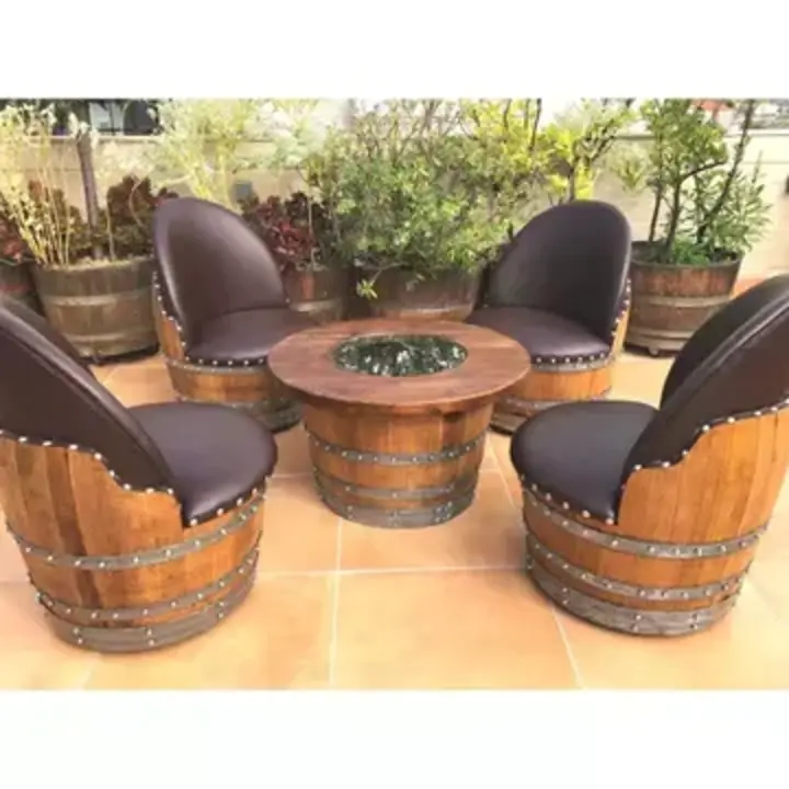 【Home&Garden】4 Chair Half Barrel Lounge Set