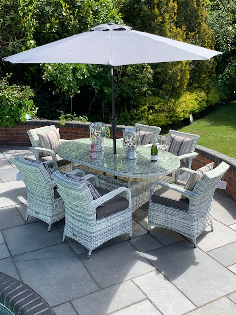 6 Savannah Armchairs 1.8 mtr Oval Set