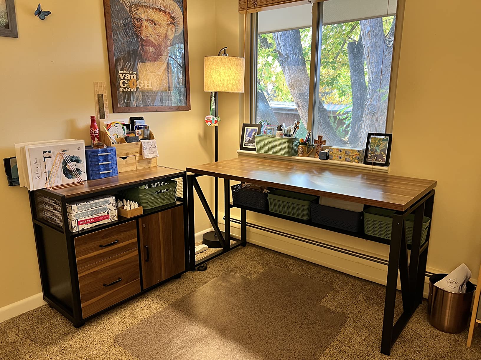 【Furniture】L Shaped Desk with Drawer Cabinet, 55